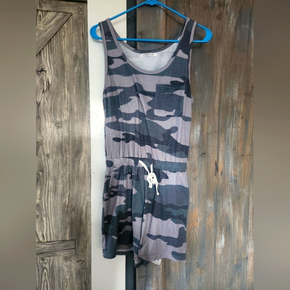 C Brand Gray and Black Camo Romper